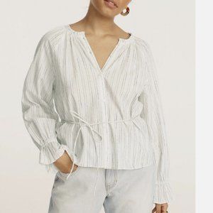 NWT J. Crew Button-Up Tie-Waist Top in Stripe
